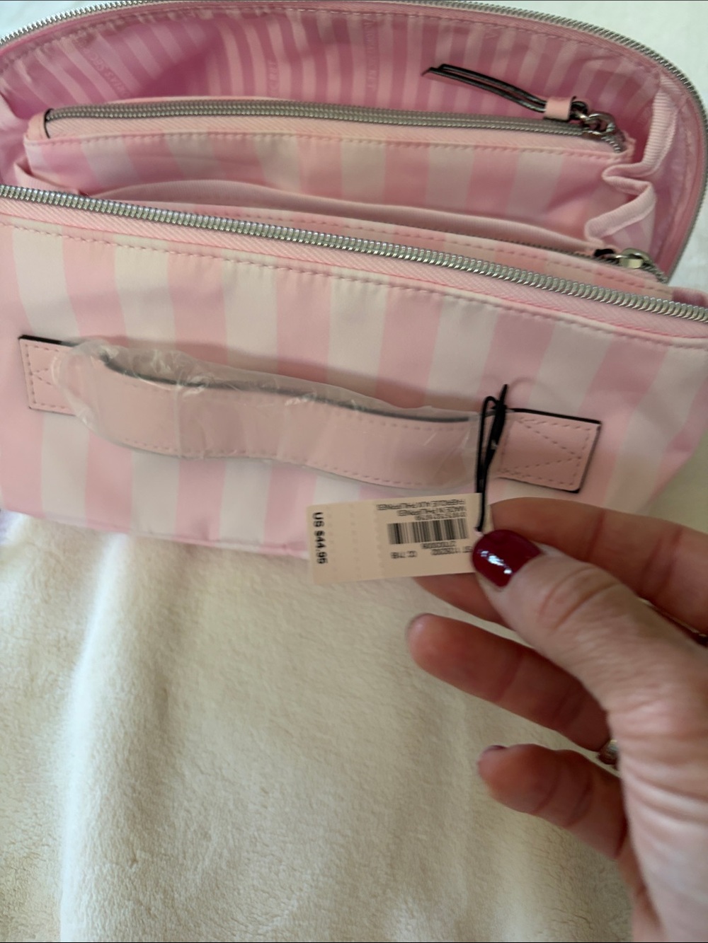 Victoria's Secret Pink and White Striped Cosmetic Train Case - Picture 3 of 3